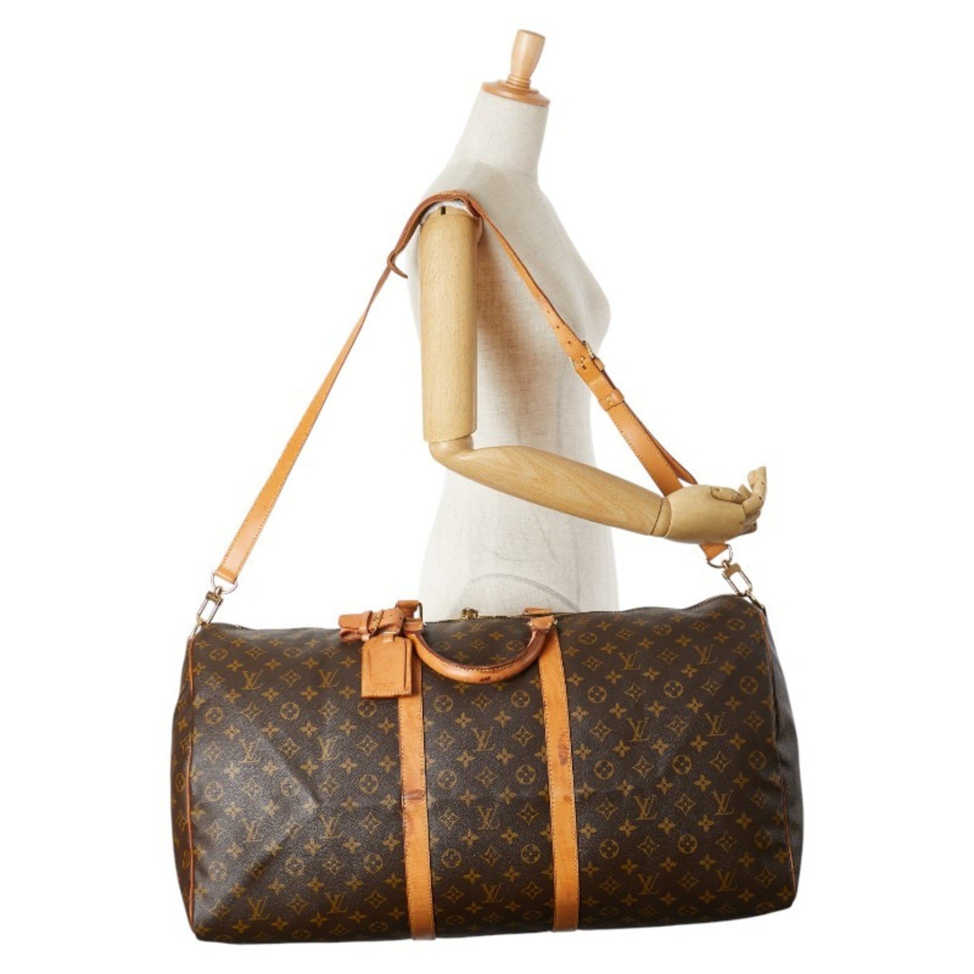 Louis Vuitton Keepall Bandoulière 60, Brown, Canvas, travel