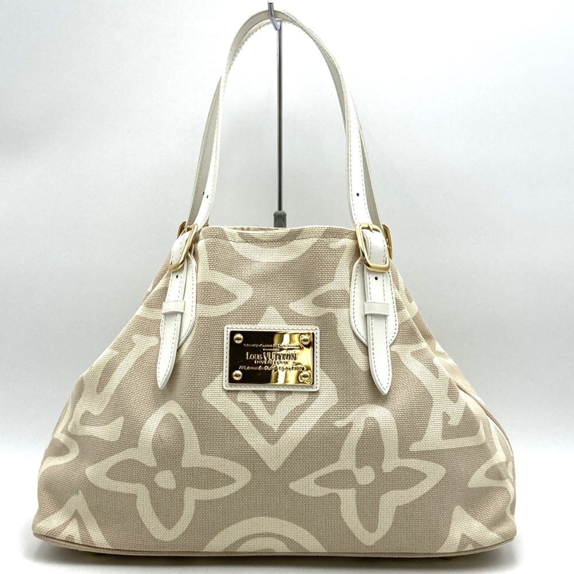 Louis Vuitton Tahitienne, Beige, "CANVAS, LEATHER", tote