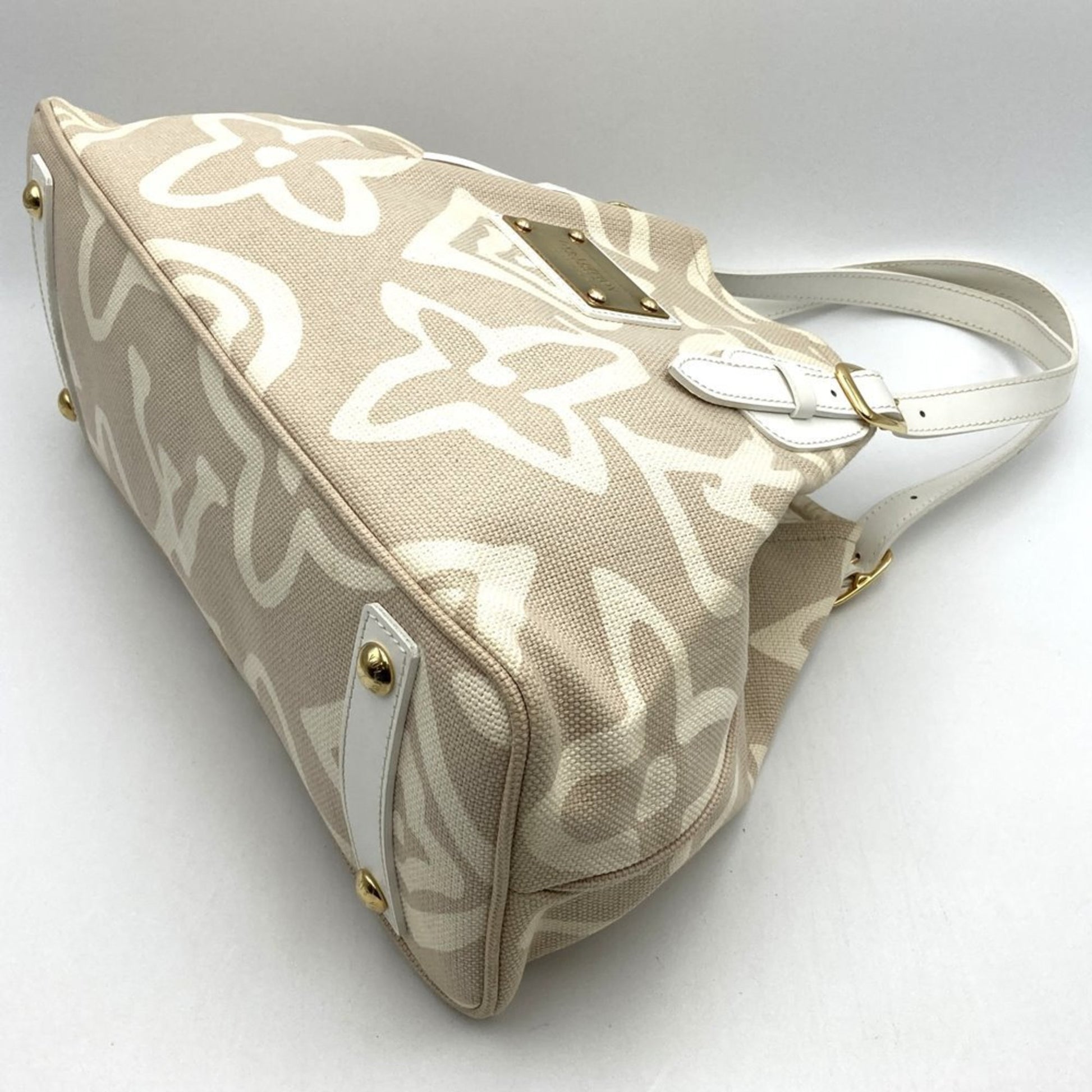 Louis Vuitton Tahitienne, Beige, "CANVAS, LEATHER", tote
