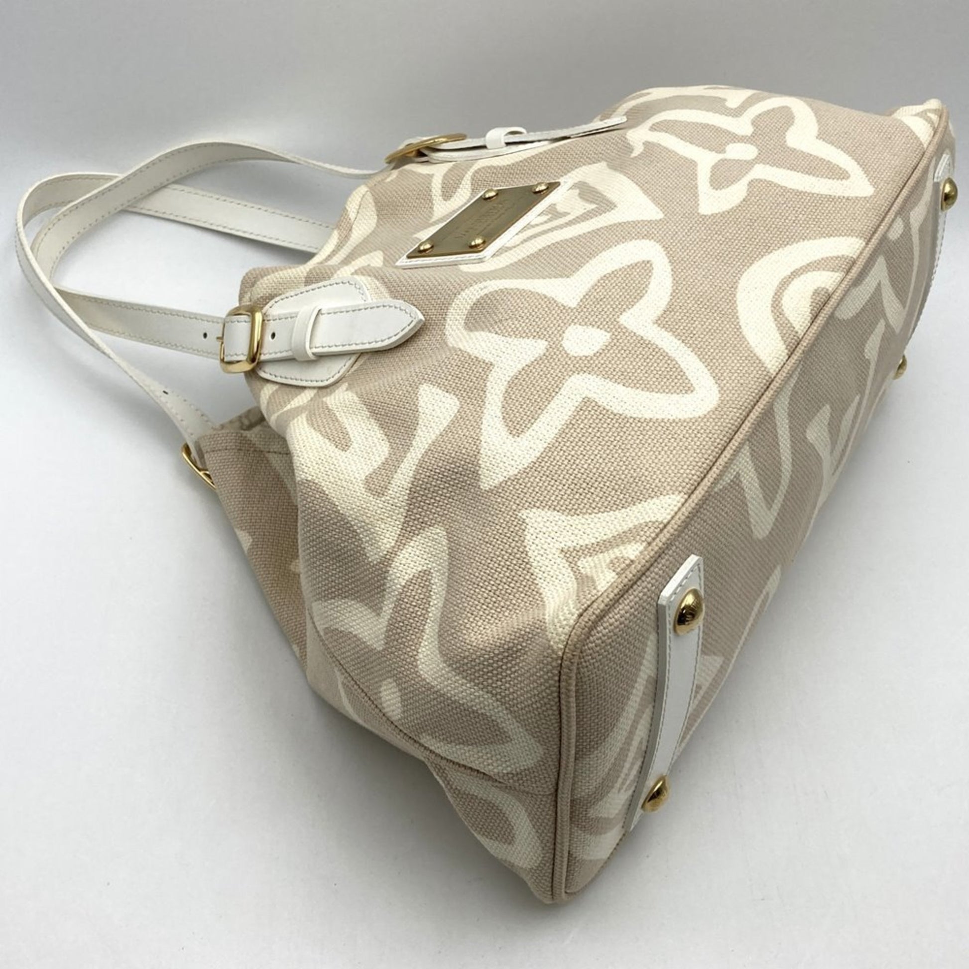 Louis Vuitton Tahitienne, Beige, "CANVAS, LEATHER", tote