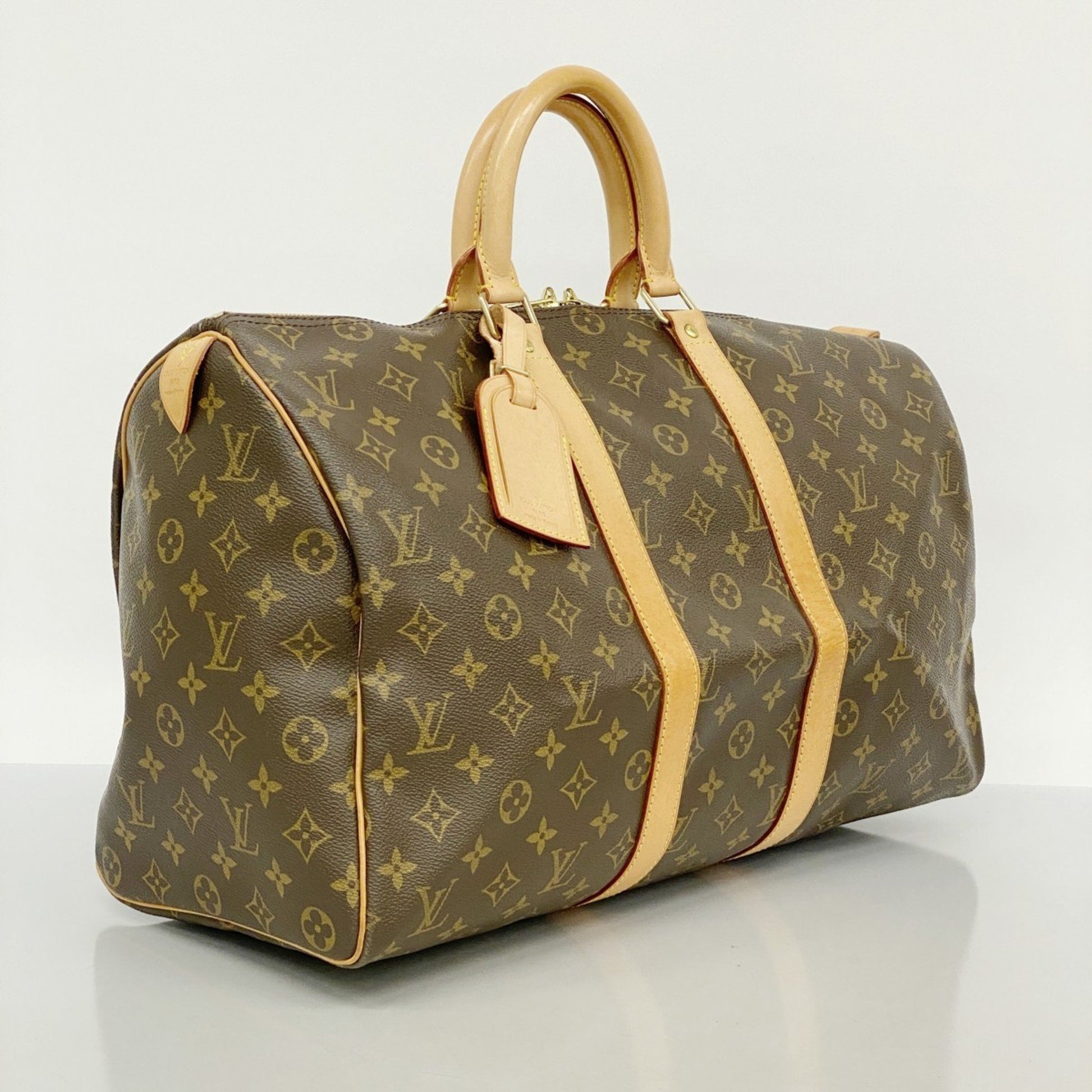 Louis Vuitton Keepall 45, Brown, Canvas, shoulder