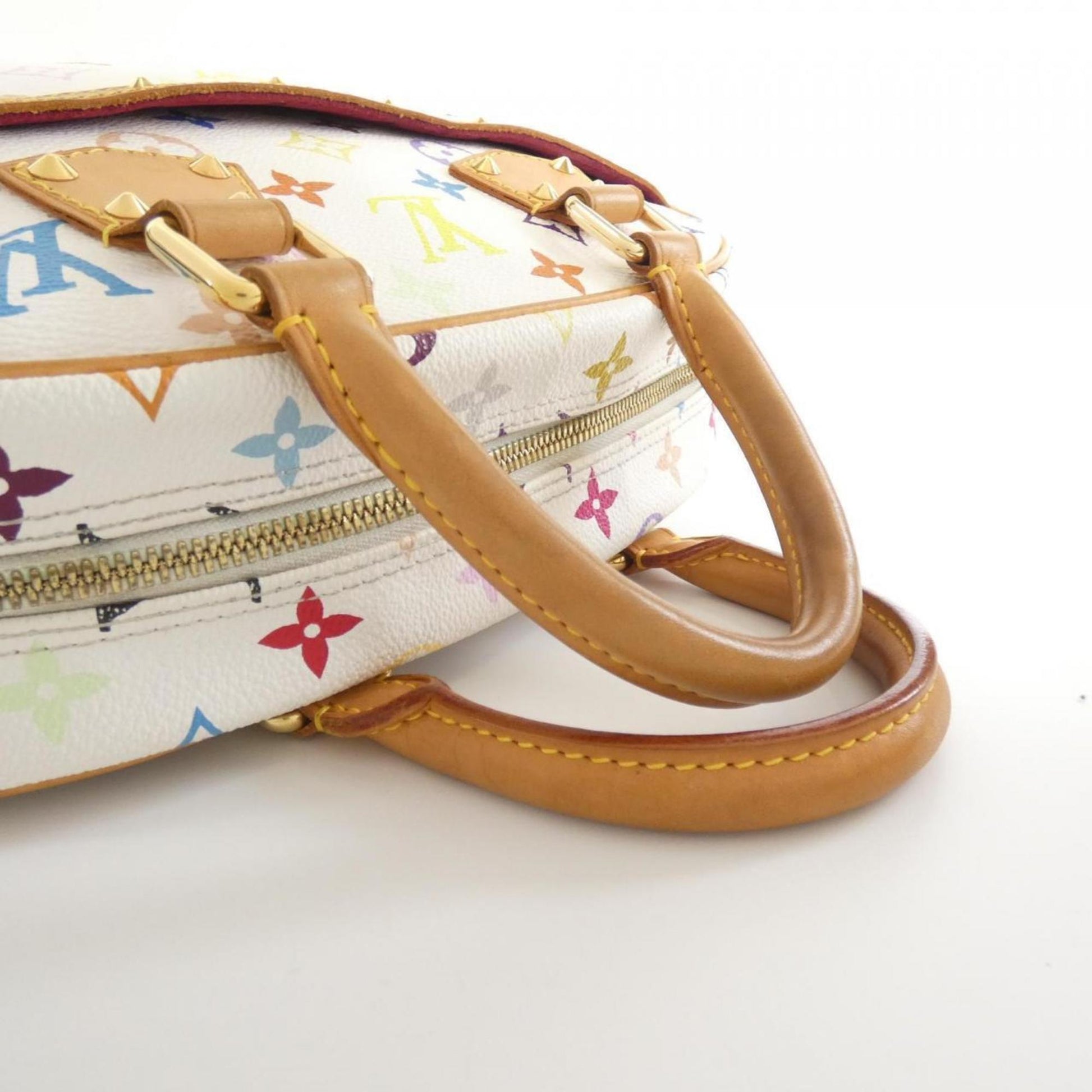 Louis Vuitton Alma, White, "CANVAS, LEATHER", handbag