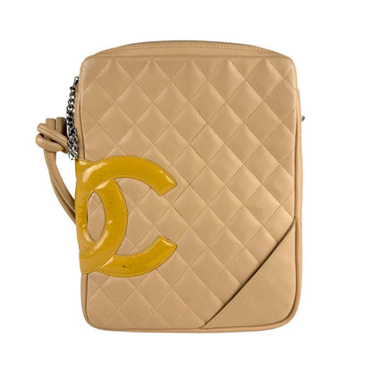 Chanel Cambon, Beige, Leather, shoulder