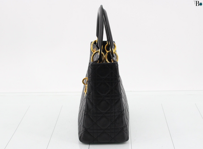 Christian Dior Vintage Trotter Pochette Shoulder Bag Diorissimo Canvas, BLACK, LEATHER, Shoulder bag