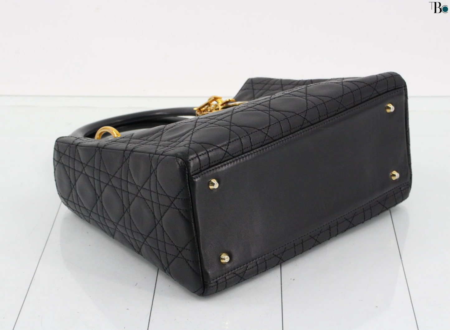 Christian Dior Vintage Trotter Pochette Shoulder Bag Diorissimo Canvas, BLACK, LEATHER, Shoulder bag