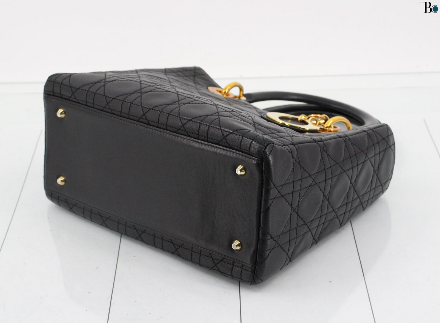 Christian Dior Vintage Trotter Pochette Shoulder Bag Diorissimo Canvas, BLACK, LEATHER, Shoulder bag