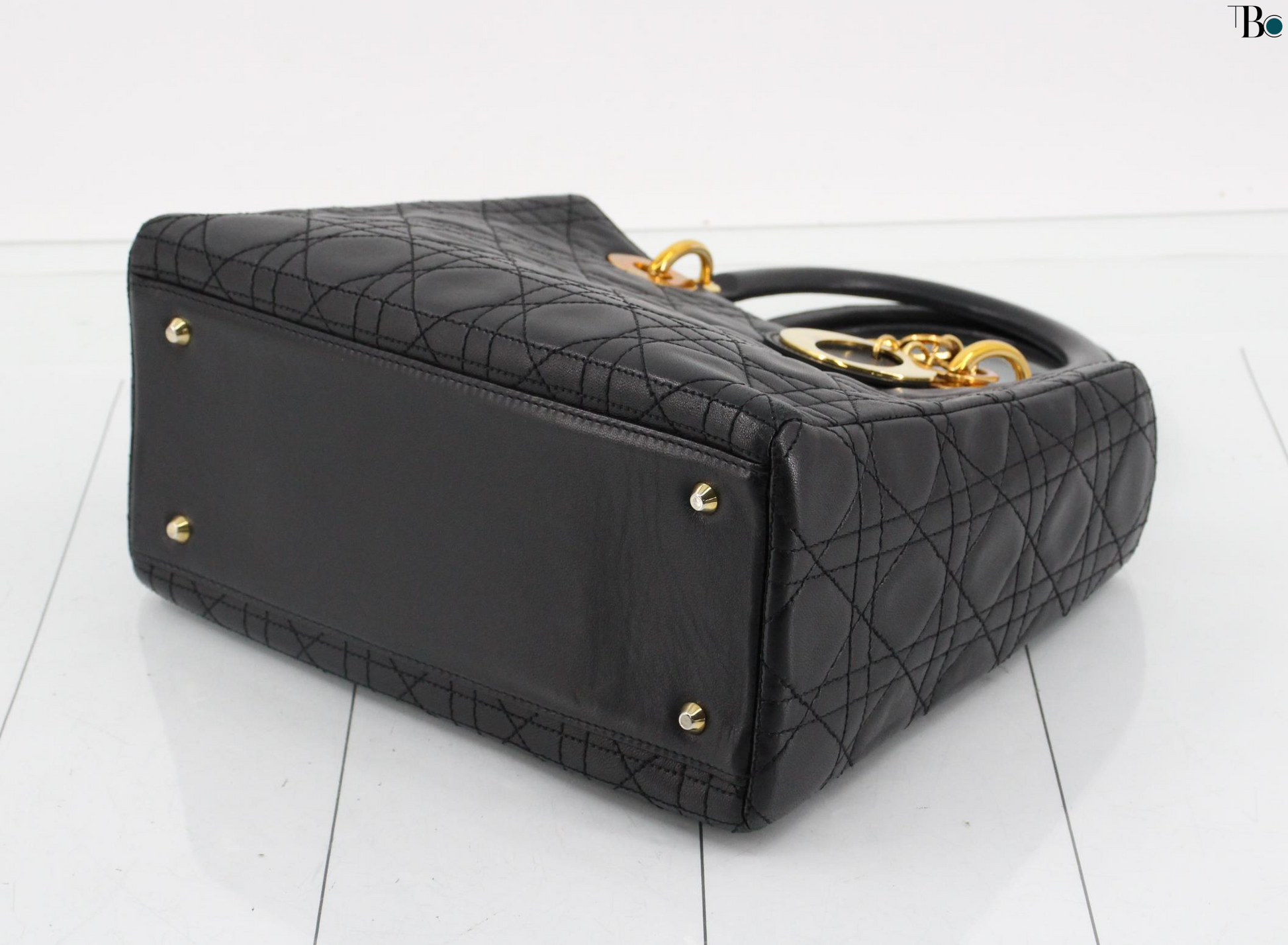 Christian Dior Vintage Trotter Pochette Shoulder Bag Diorissimo Canvas, BLACK, LEATHER, Shoulder bag