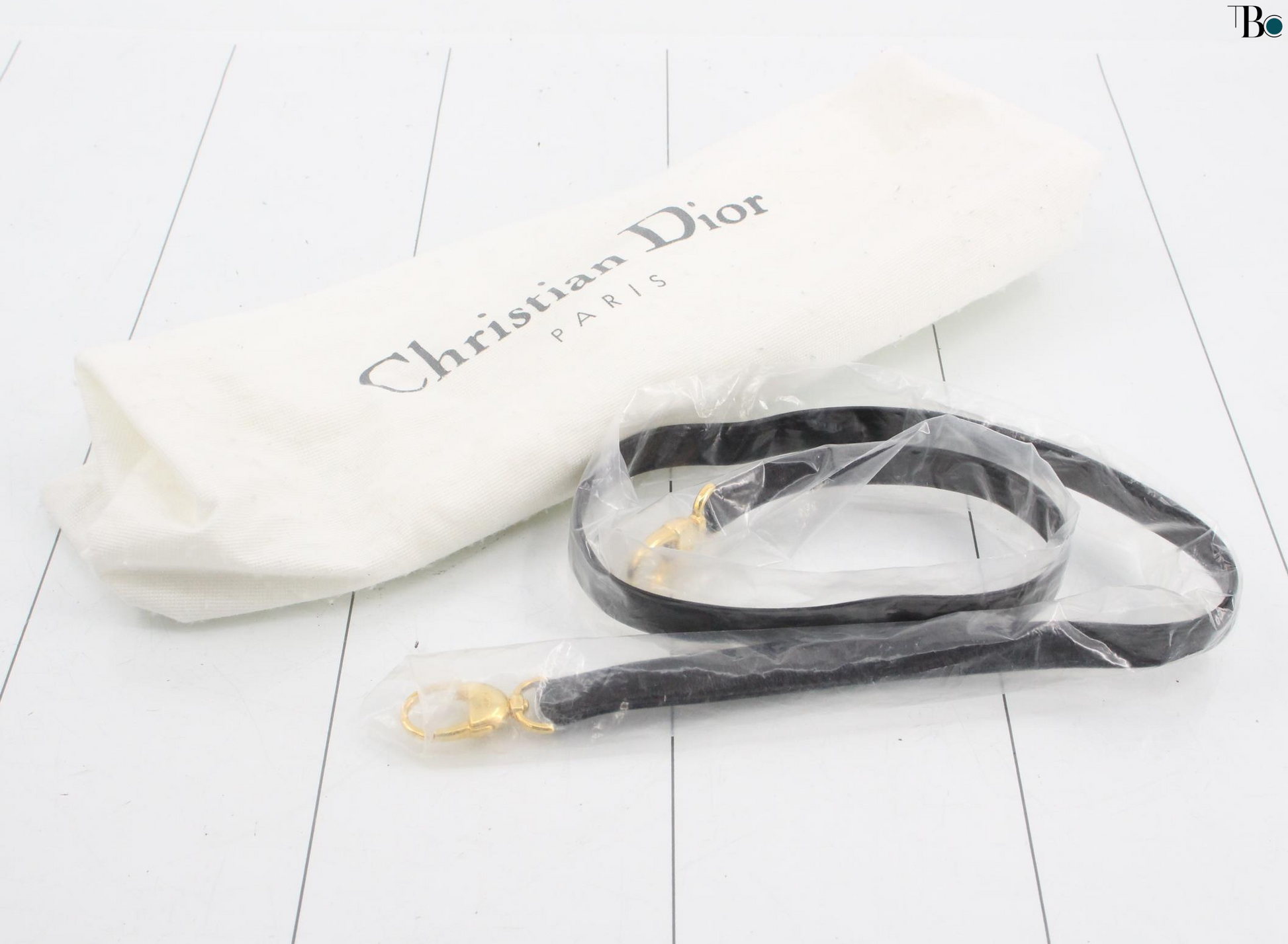 Christian Dior Vintage Trotter Pochette Shoulder Bag Diorissimo Canvas, BLACK, LEATHER, Shoulder bag