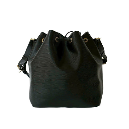Louis Vuitton Petit Noé, Black, Leather, shoulder