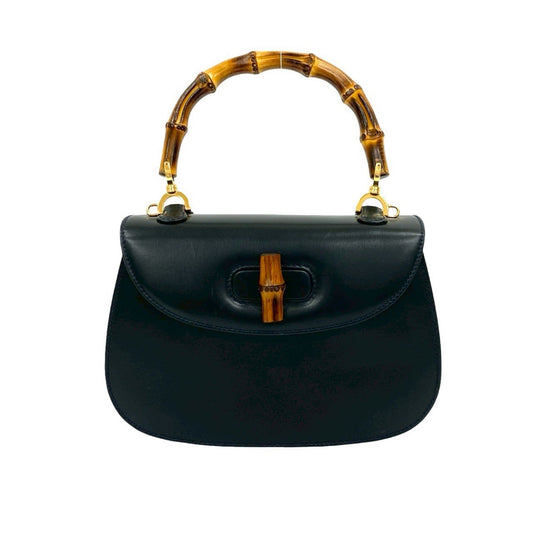 Gucci Bamboo, Navy, Leather, handbag