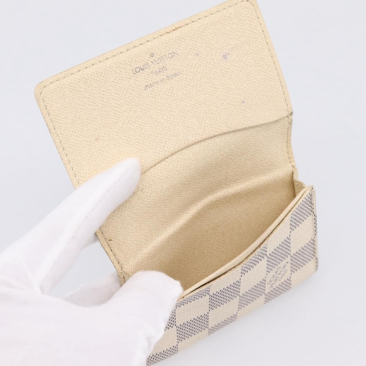 Louis Vuitton Envelope Business Card Holder Damier, White, Canvas, Card Holder