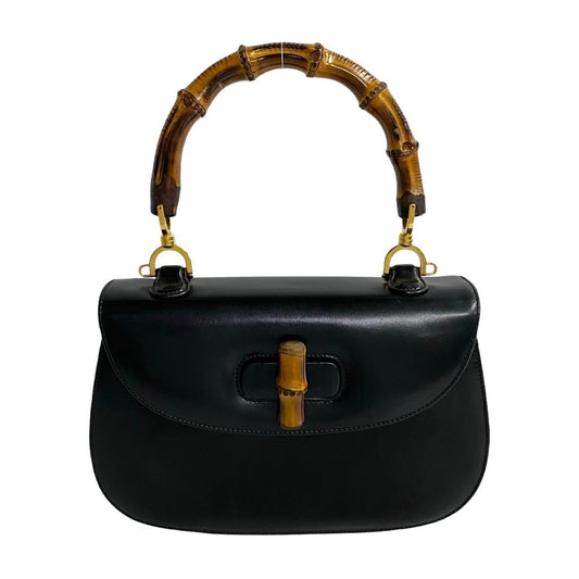 Gucci Bamboo, Black, Leather, handbag