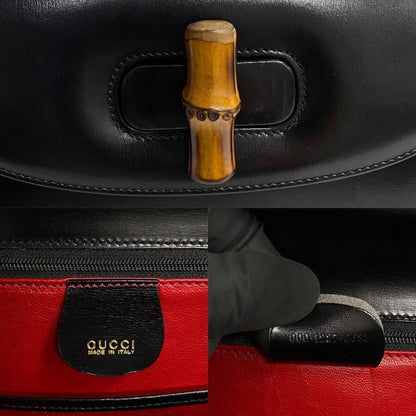 Gucci Bamboo, Black, Leather, handbag