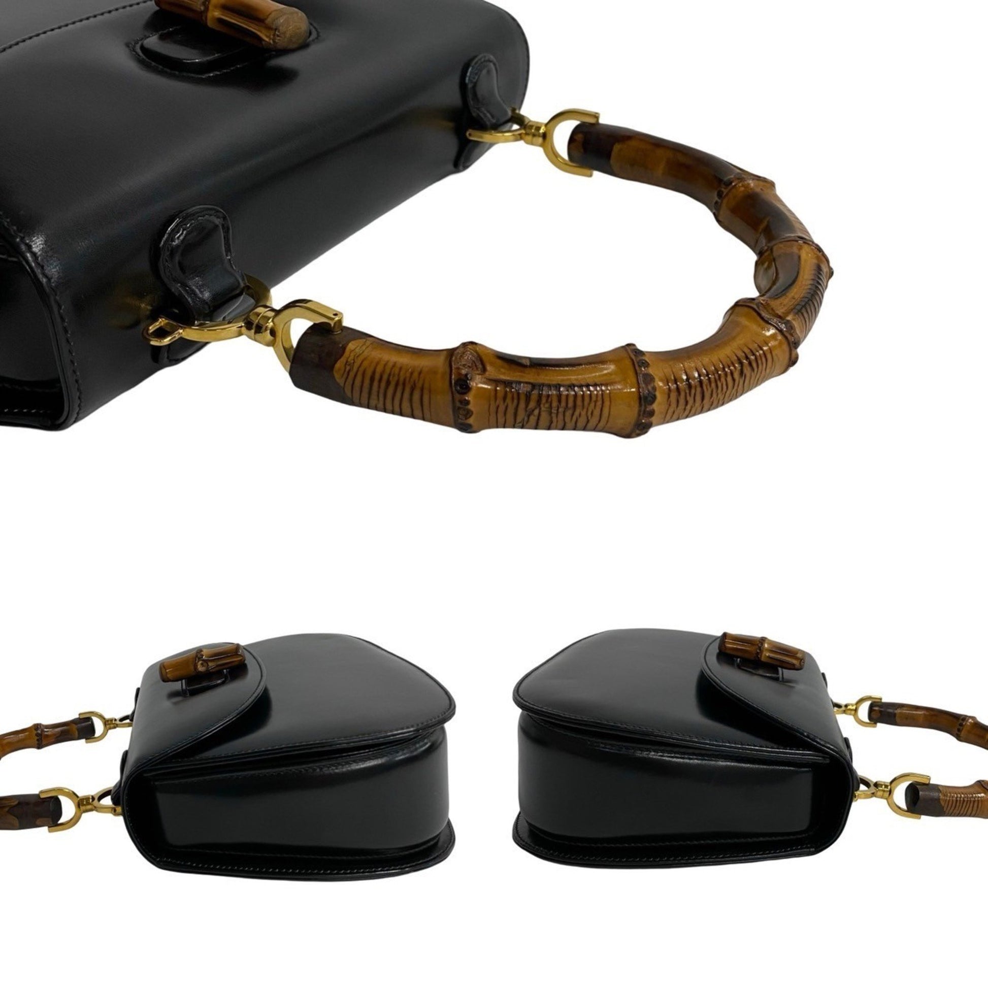 Gucci Bamboo, Black, Leather, handbag
