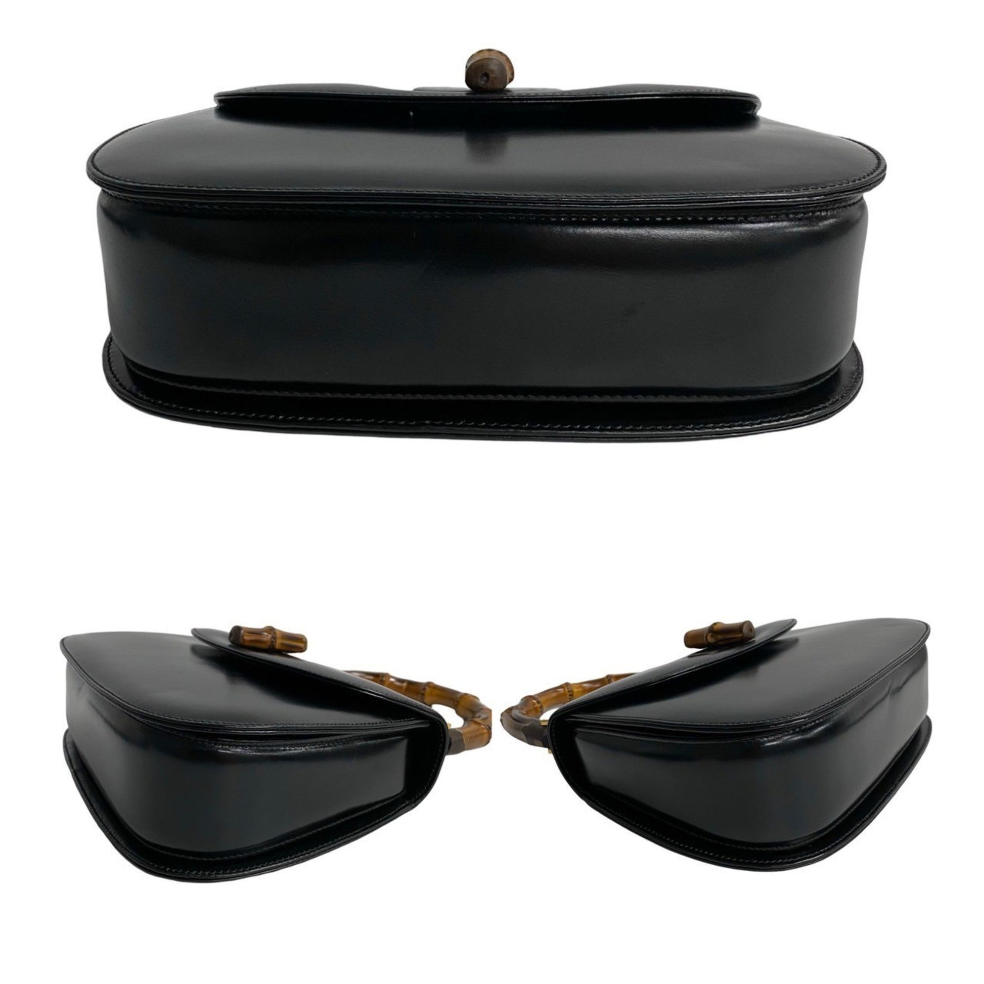Gucci Bamboo, Black, Leather, handbag