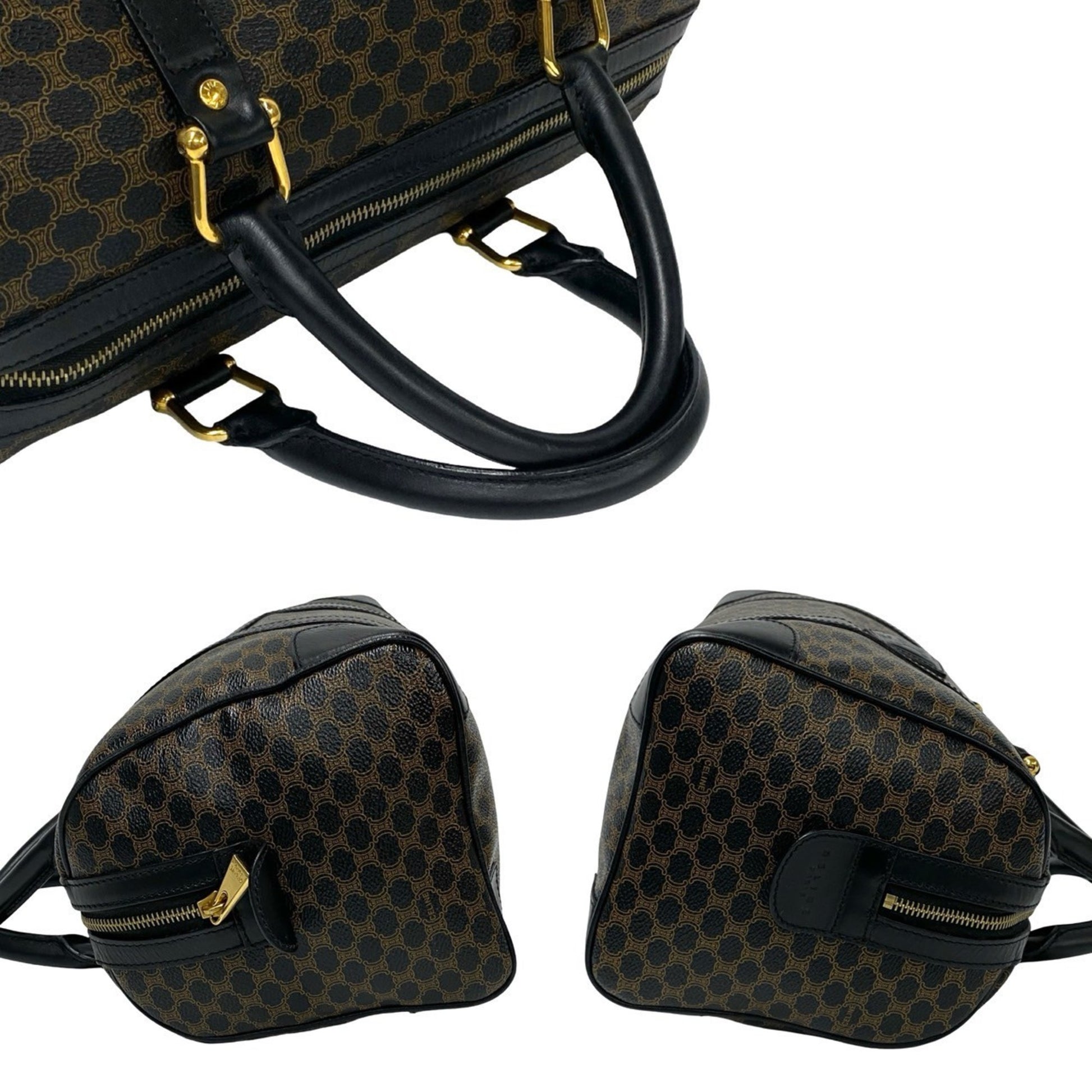 Céline Boston, Brown, Canvas, handbag