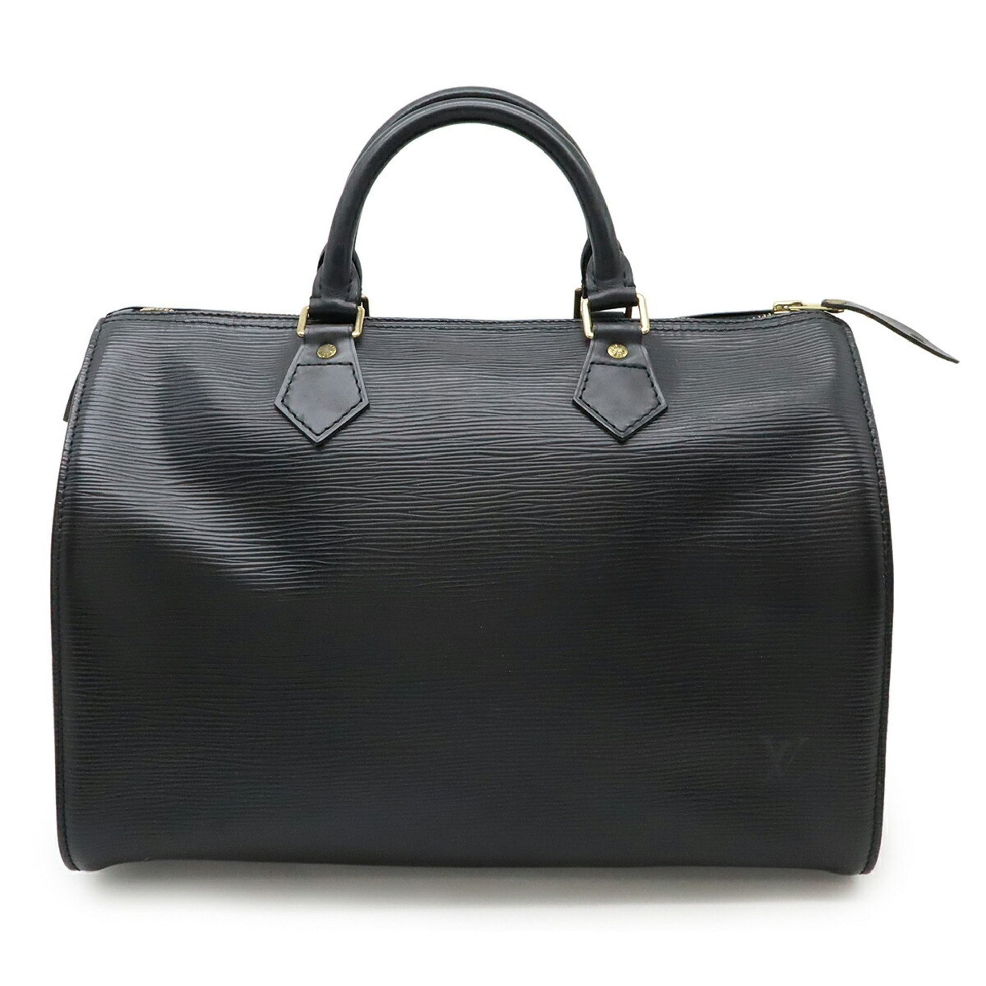 Louis Vuitton Speedy 30, Black, Leather, handbag