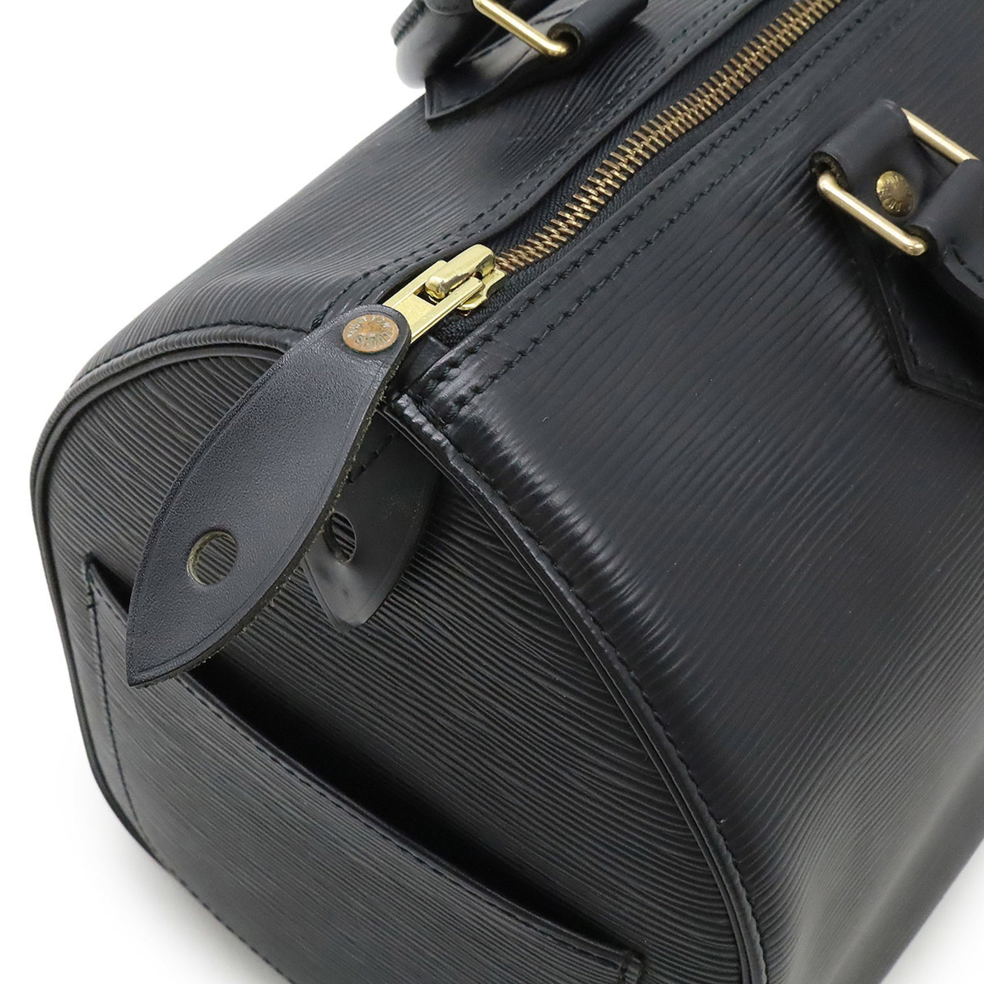 Louis Vuitton Speedy 30, Black, Leather, handbag