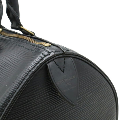 Louis Vuitton Speedy 30, Black, Leather, handbag