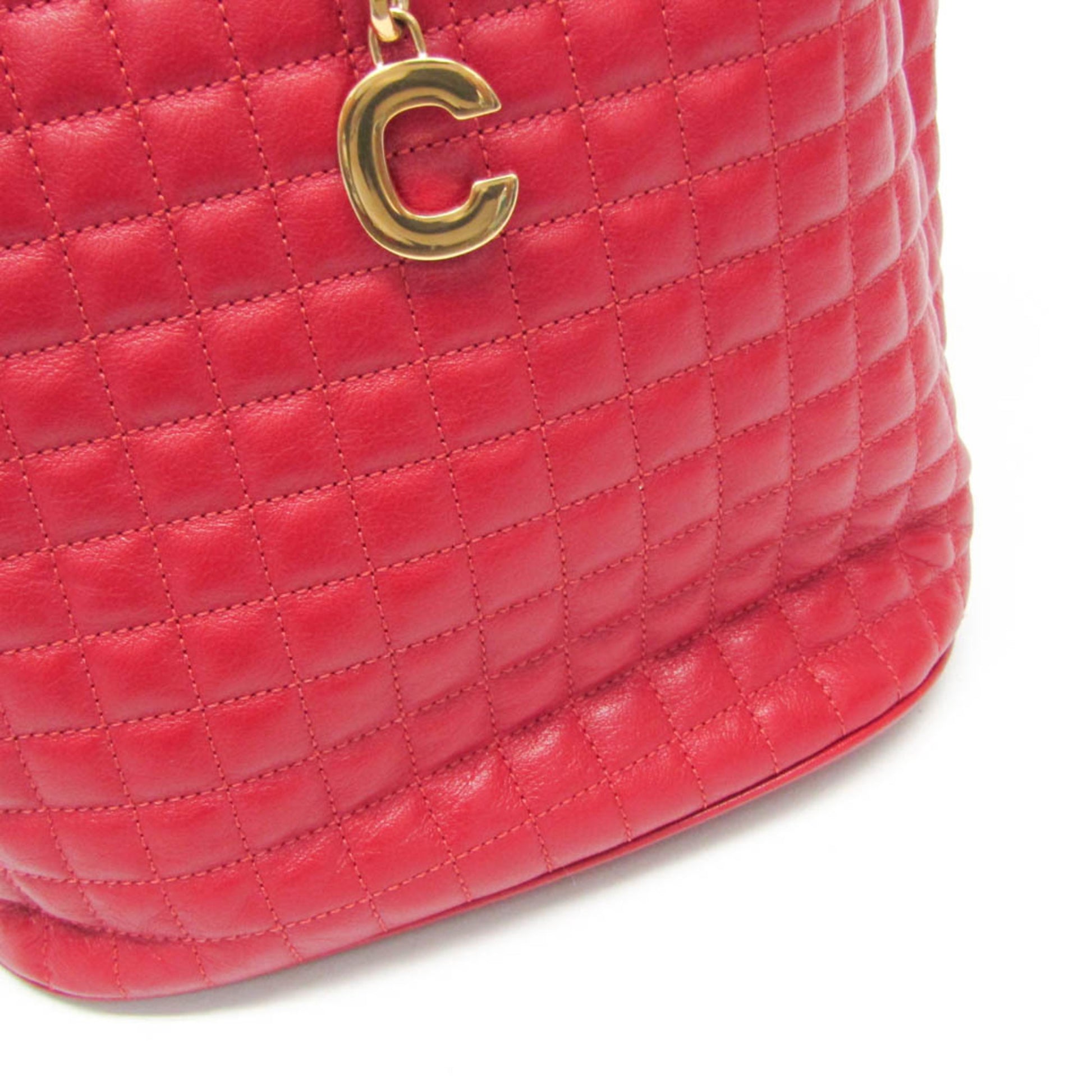 Céline C charm, Red, Leather, shoulder