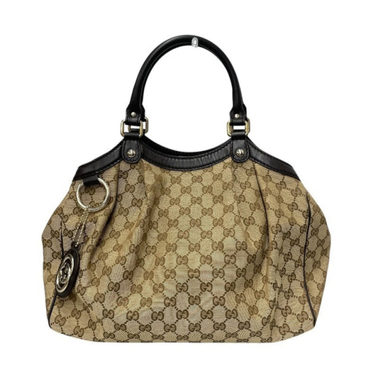 Gucci Sukey, "BEIGE, BROWN", "CANVAS, LEATHER", tote