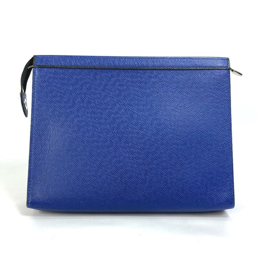 Louis Vuitton Pochette voyage, Blue, Leather, clutch