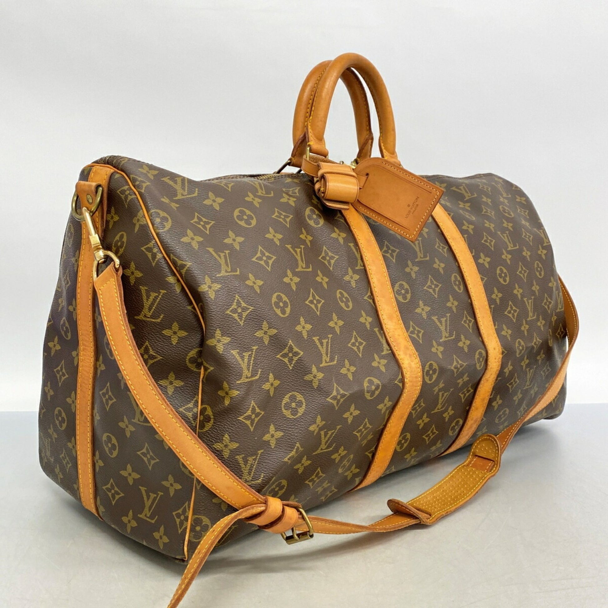 Louis Vuitton Keepall Bandouliere 55, Brown, Canvas, travel