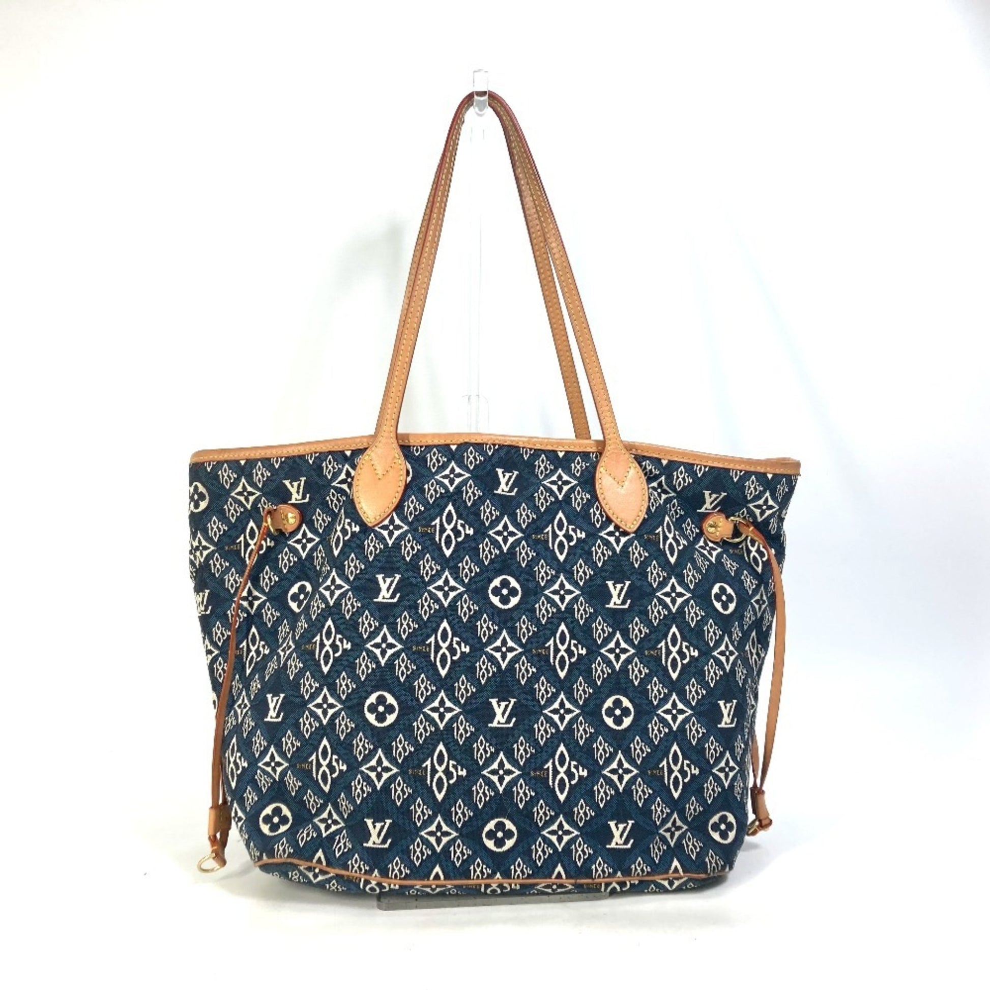 Louis Vuitton Neverfull MM, Navy, Canvas, shoulder