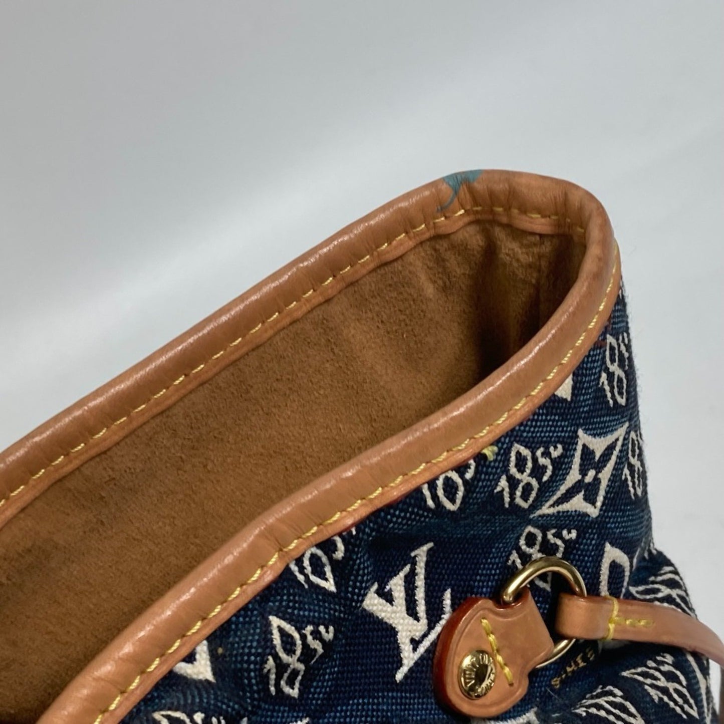 Louis Vuitton Neverfull MM, Navy, Canvas, shoulder