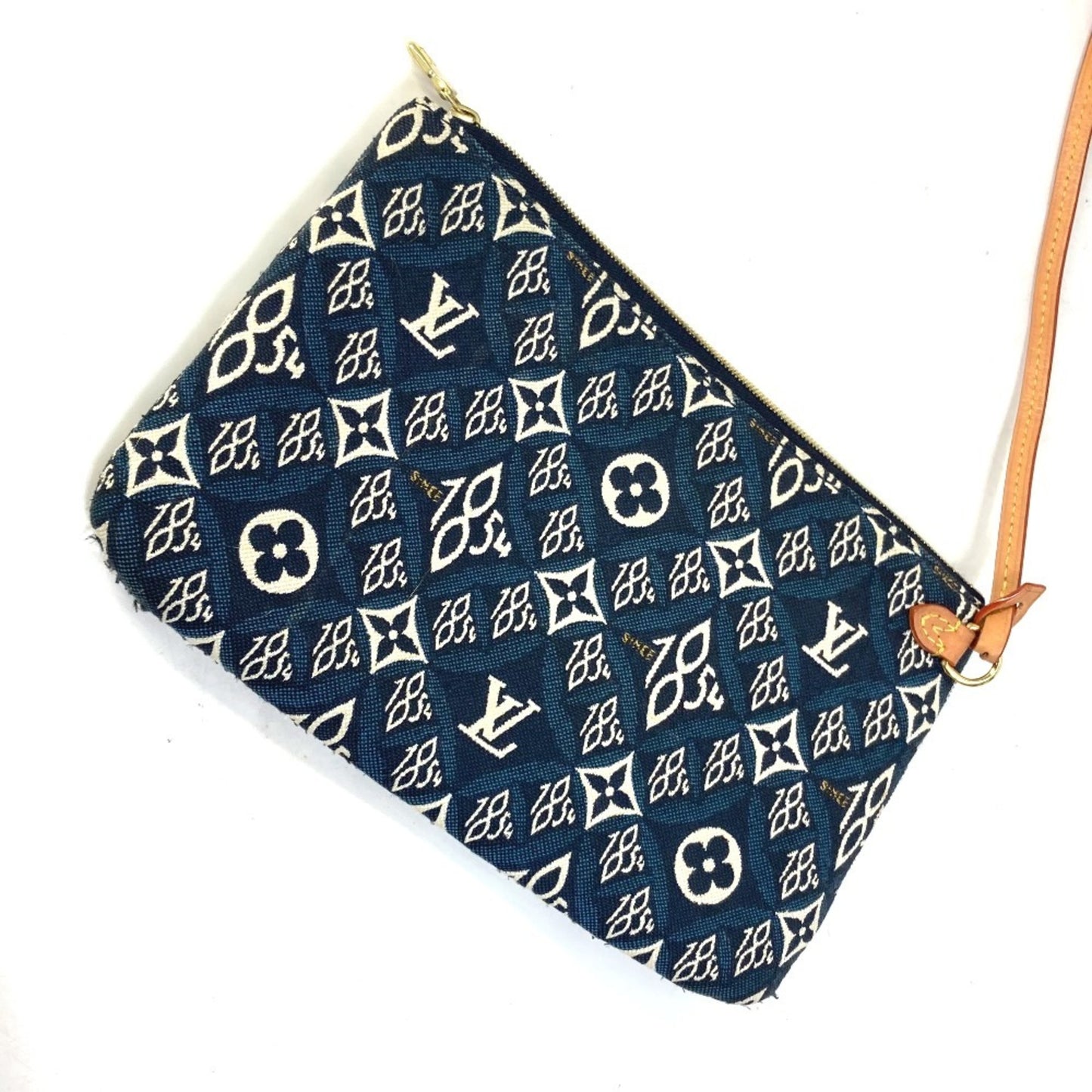 Louis Vuitton Neverfull MM, Navy, Canvas, shoulder