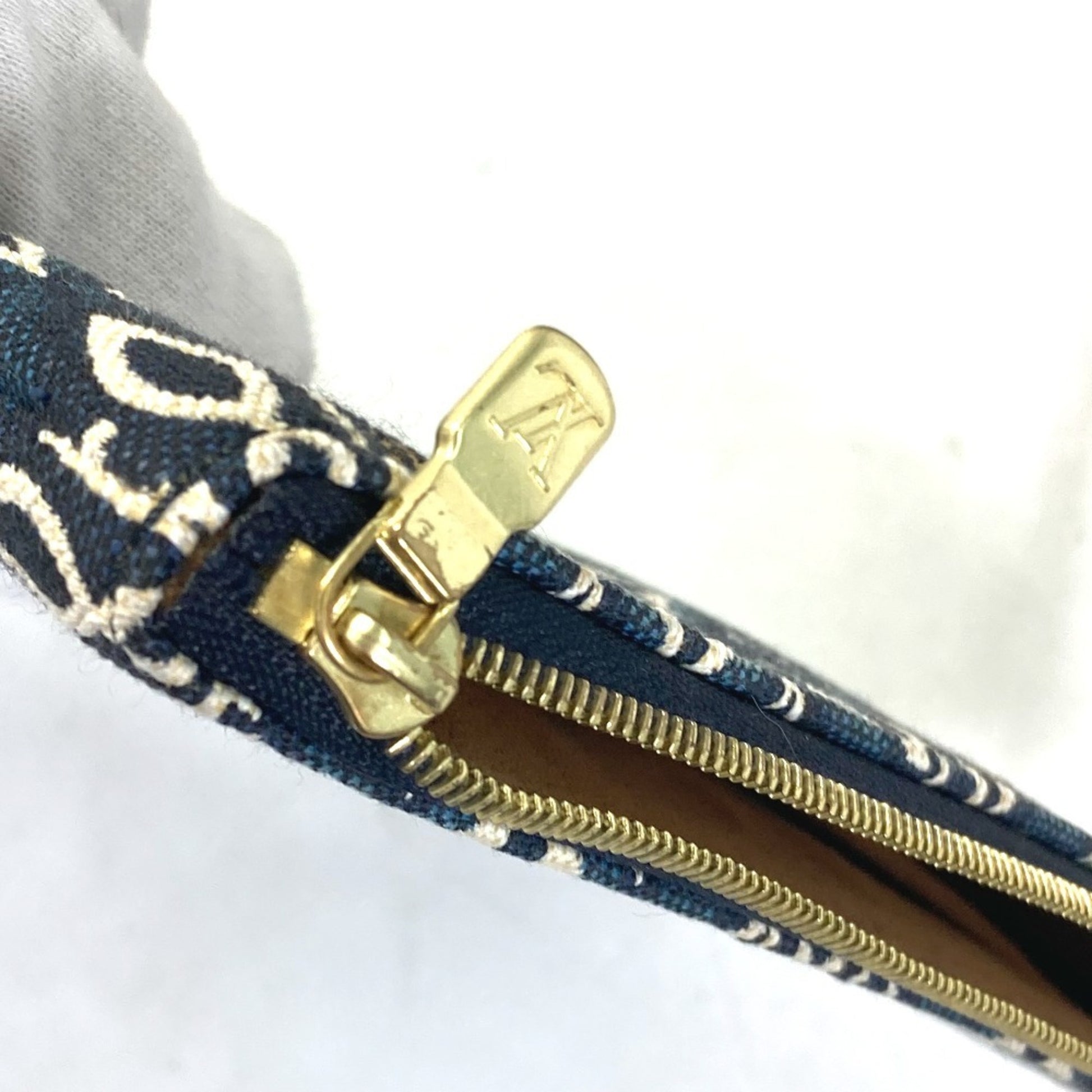 Louis Vuitton Neverfull MM, Navy, Canvas, shoulder