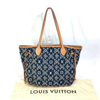 Louis Vuitton Neverfull MM, Navy, Canvas, shoulder