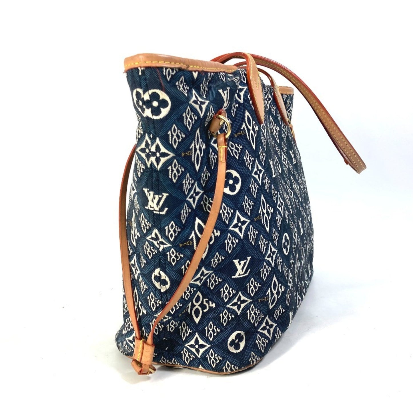 Louis Vuitton Neverfull MM, Navy, Canvas, shoulder