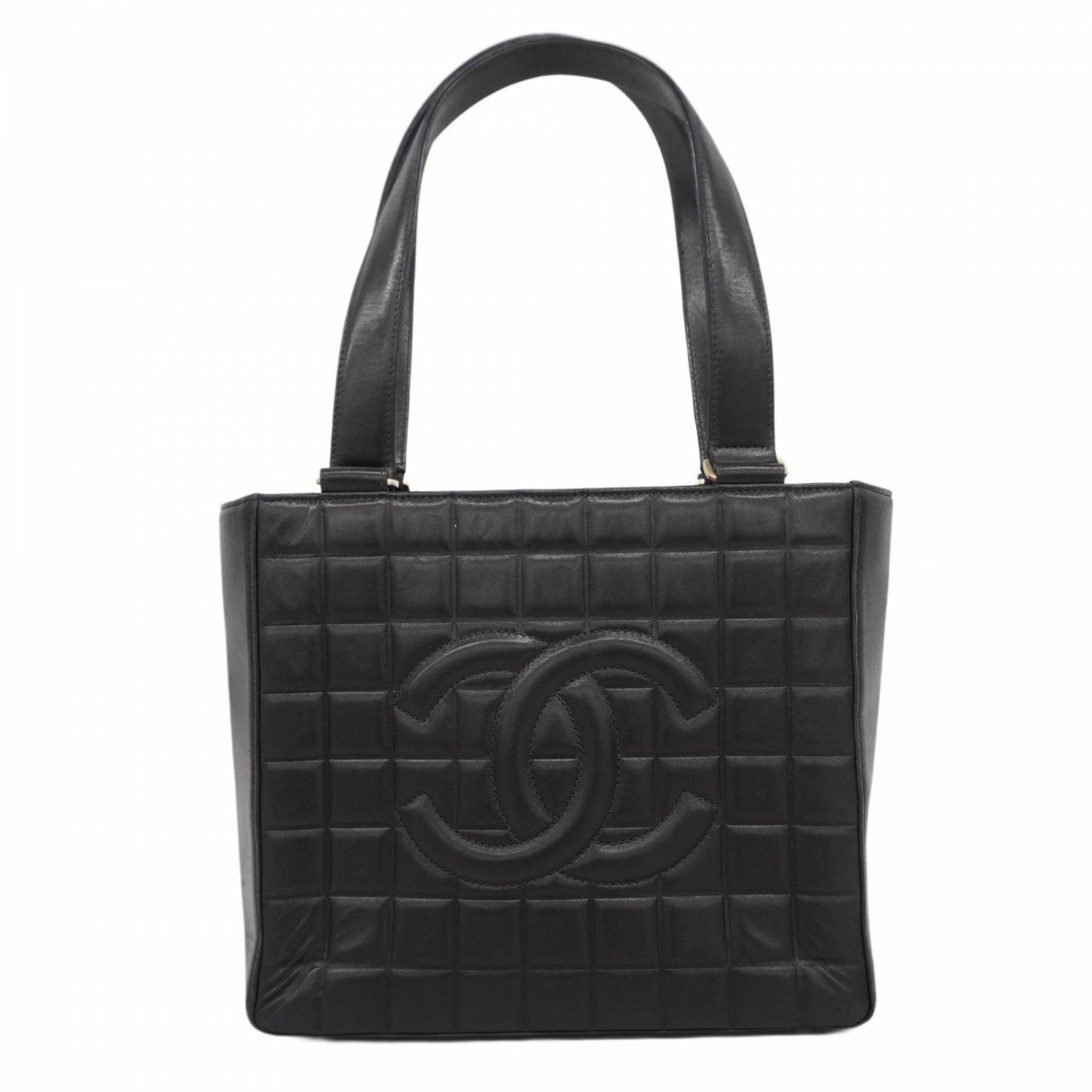 Chanel Chocolate bar, Black, Leather, tote