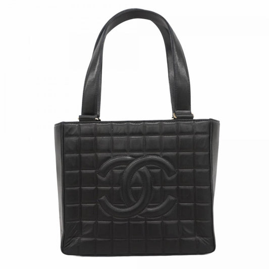 Chanel Chocolate bar, Black, Leather, tote