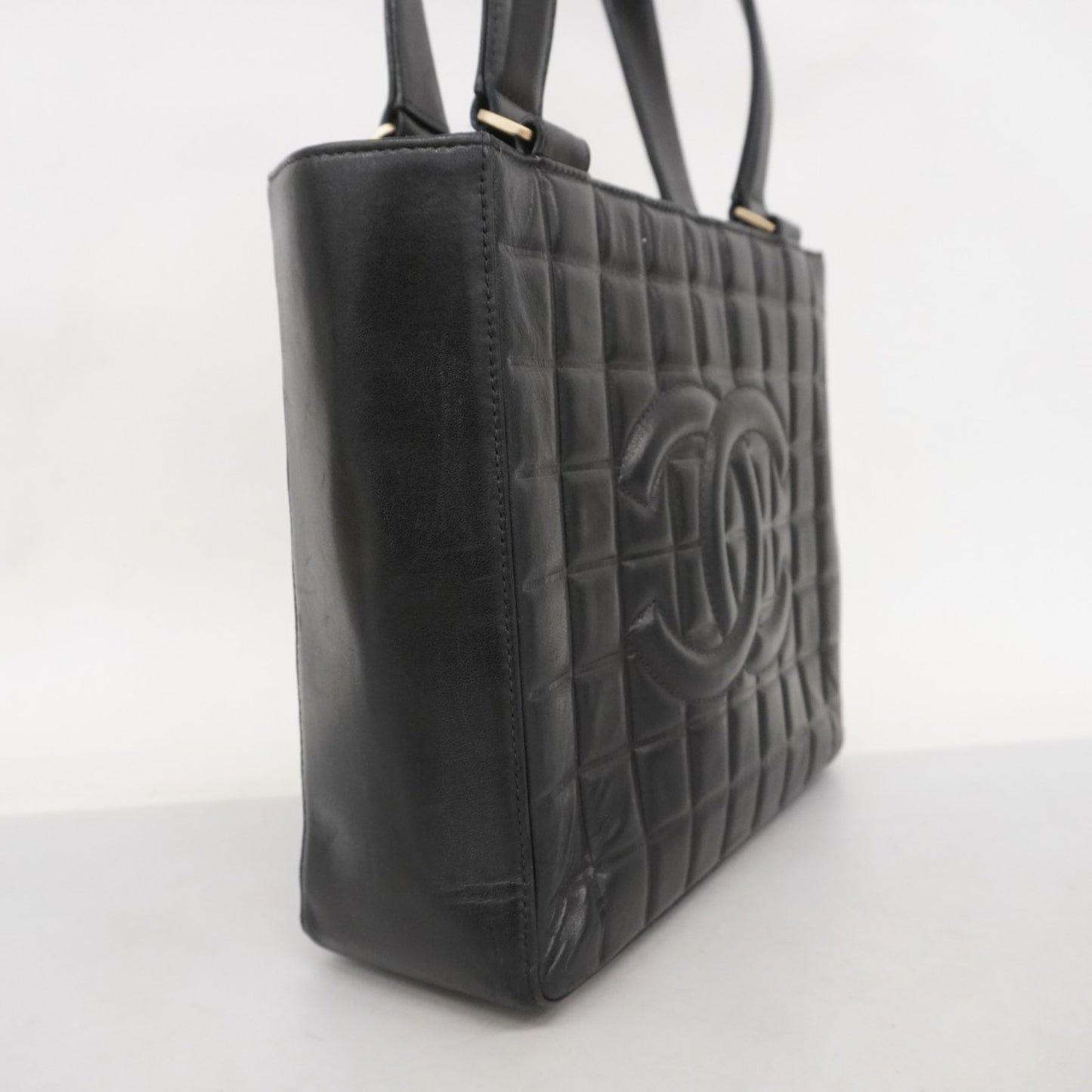 Chanel Chocolate bar, Black, Leather, tote