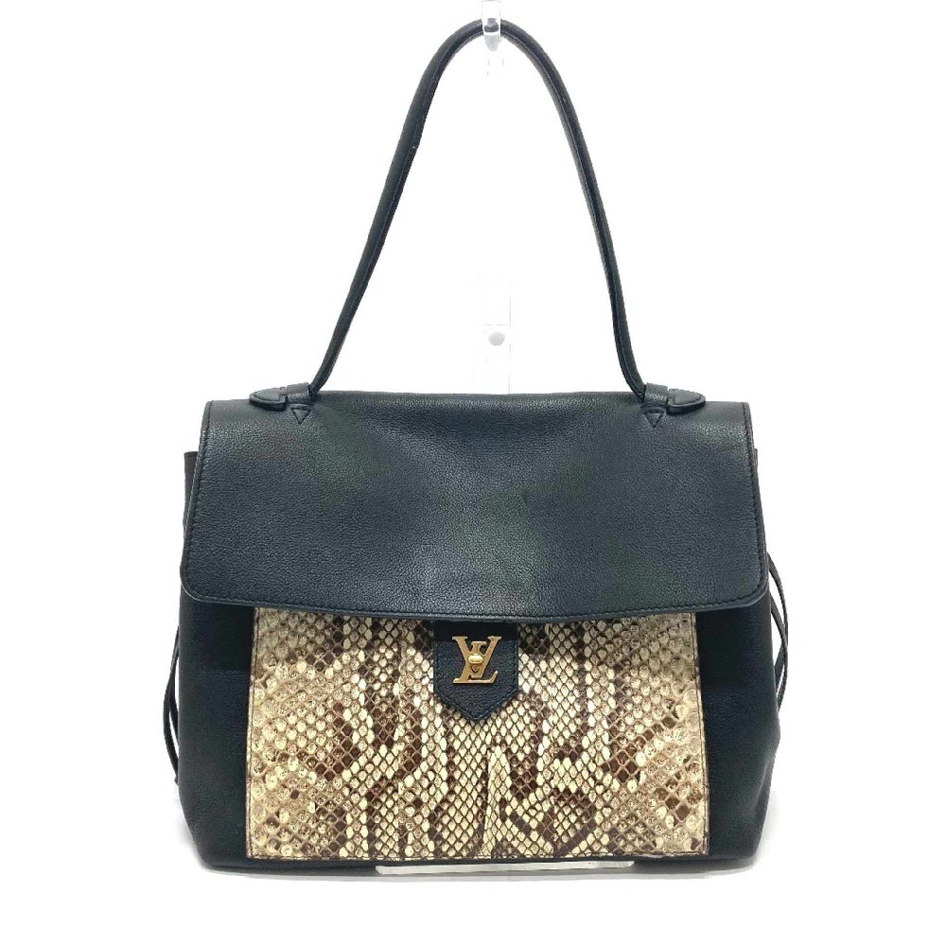 Louis Vuitton Lockme, Black, Leather, shoulder