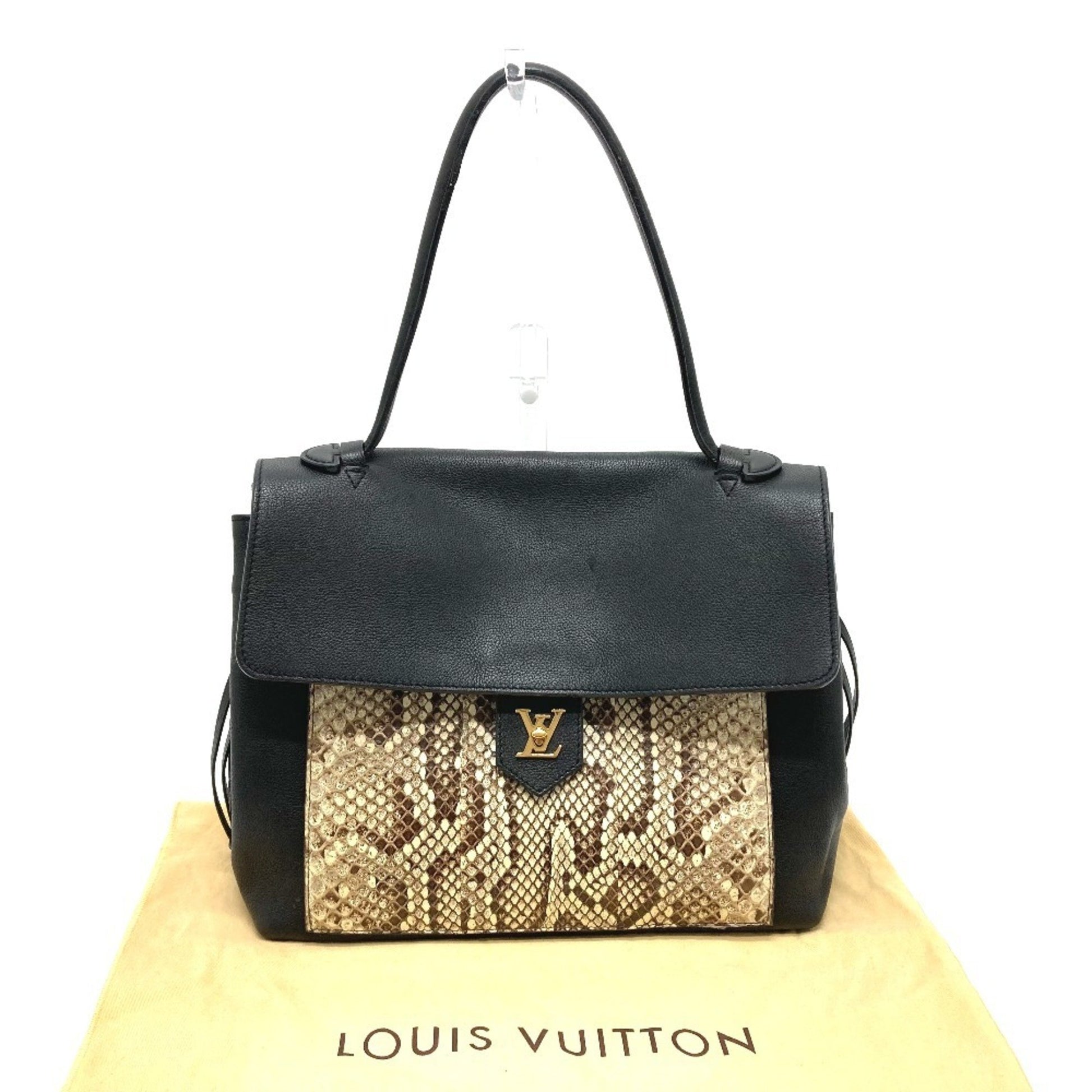 Louis Vuitton Lockme, Black, Leather, shoulder