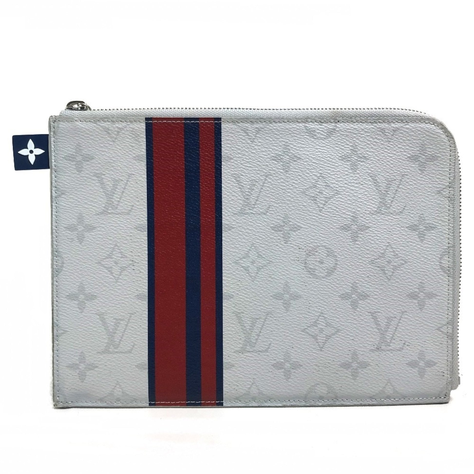 Louis Vuitton Pochette Jour, White, Canvas, clutch