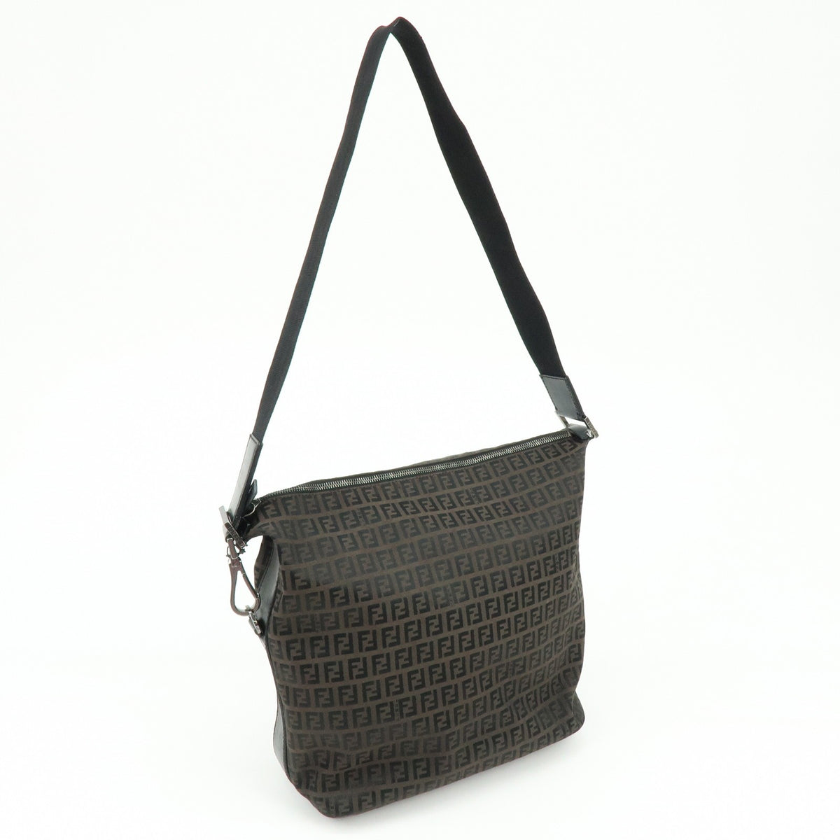 Fendi Shoulder Zucchino Canvas, Brown, Canvas, Shoulder Bag