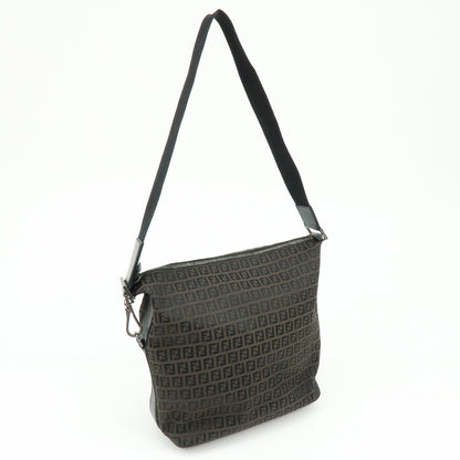 Fendi Shoulder Zucchino Canvas, Brown, Canvas, Shoulder Bag
