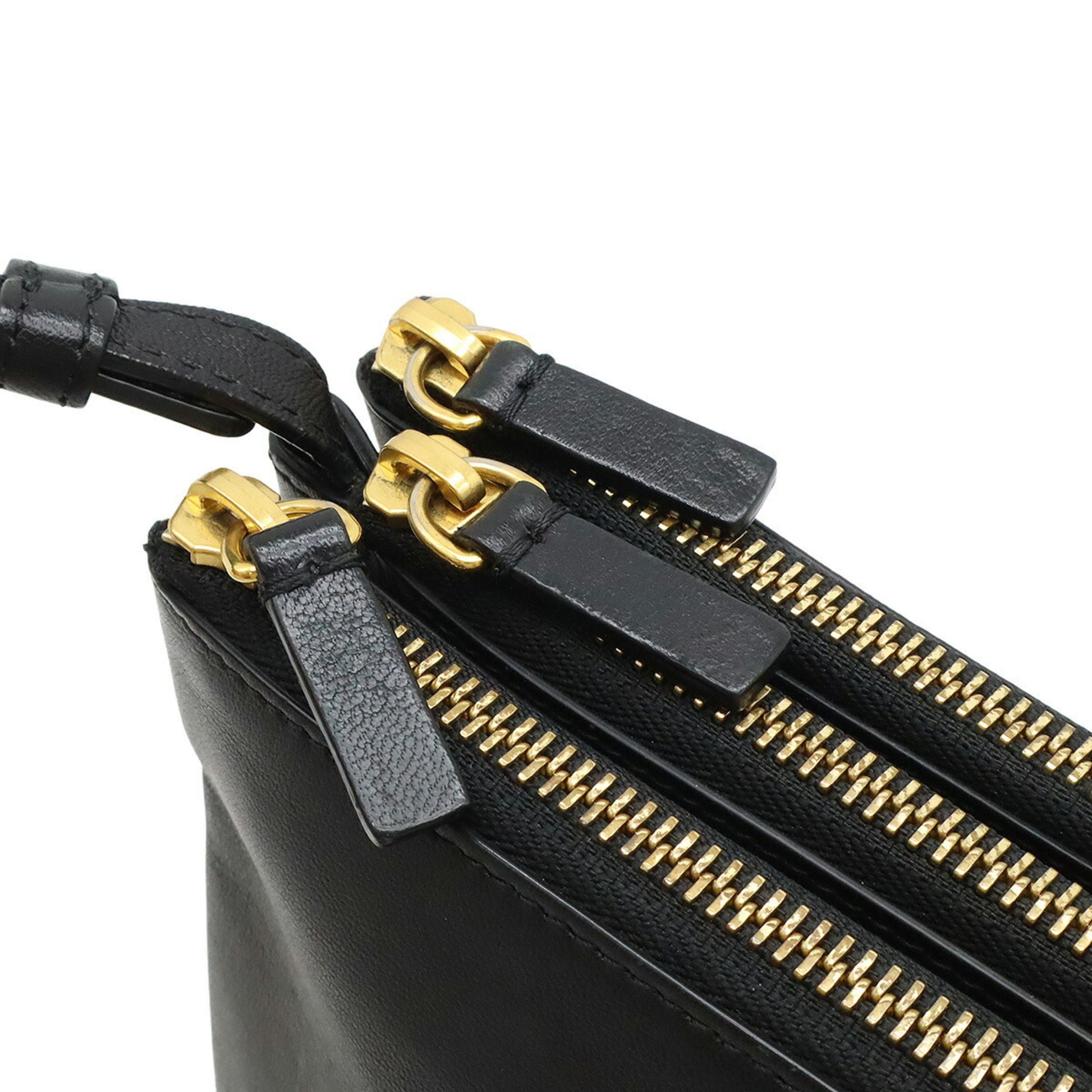 Céline Trio, Black, Leather, shoulder
