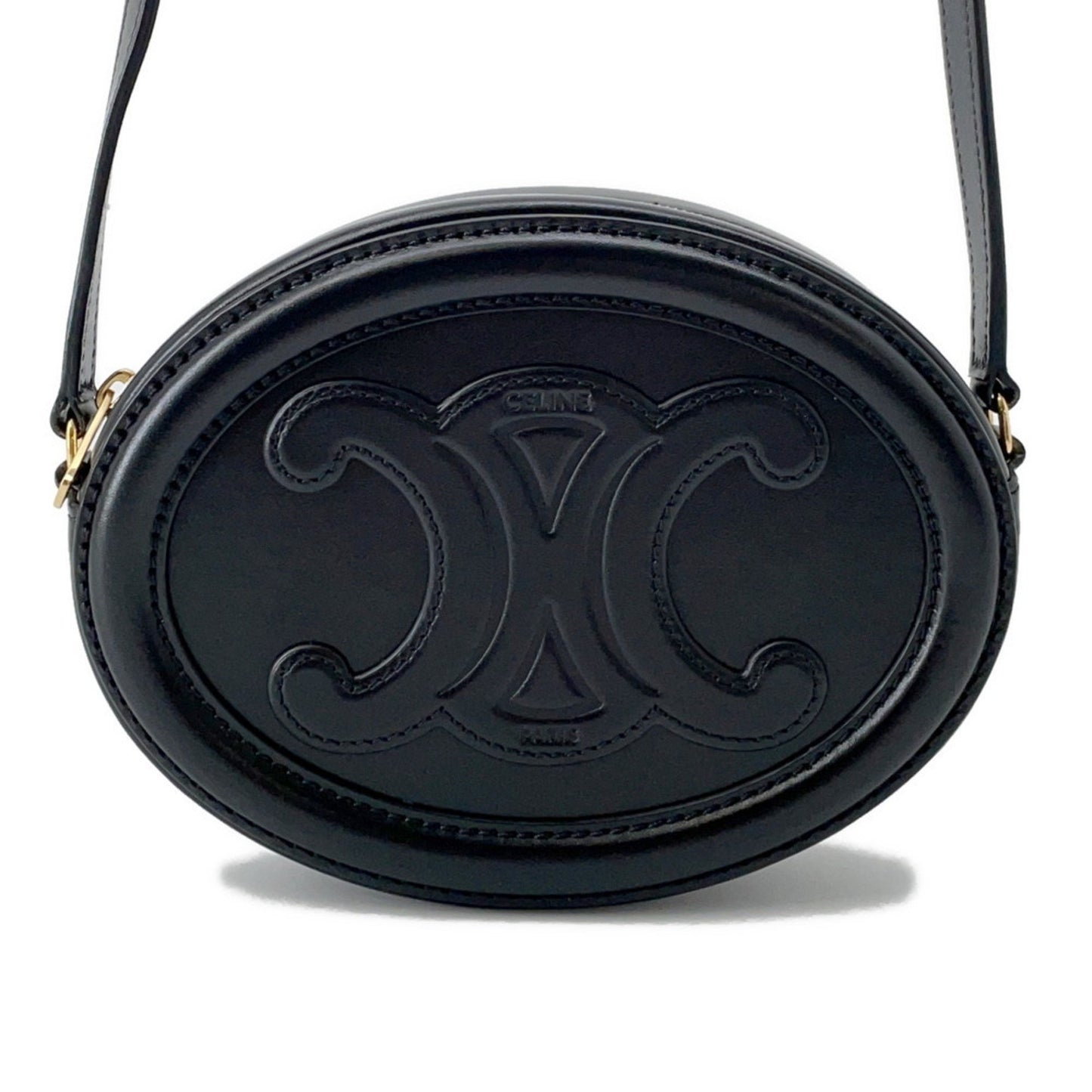 Céline Triomphe, Black, Leather, shoulder