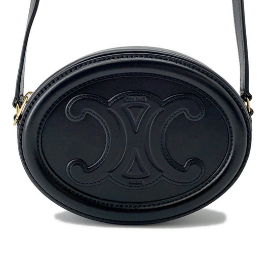 Céline Triomphe, Black, Leather, shoulder