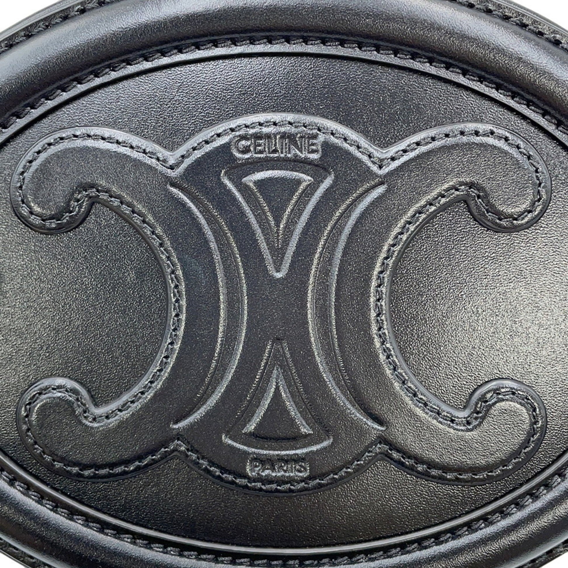 Céline Triomphe, Black, Leather, shoulder