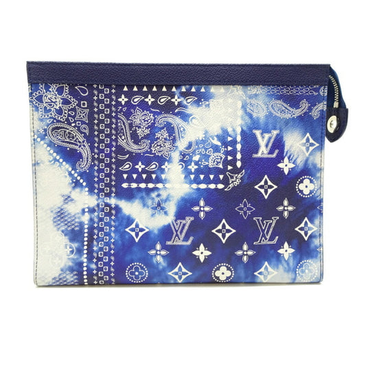 Louis Vuitton Pochette voyage, Blue, Leather, clutch