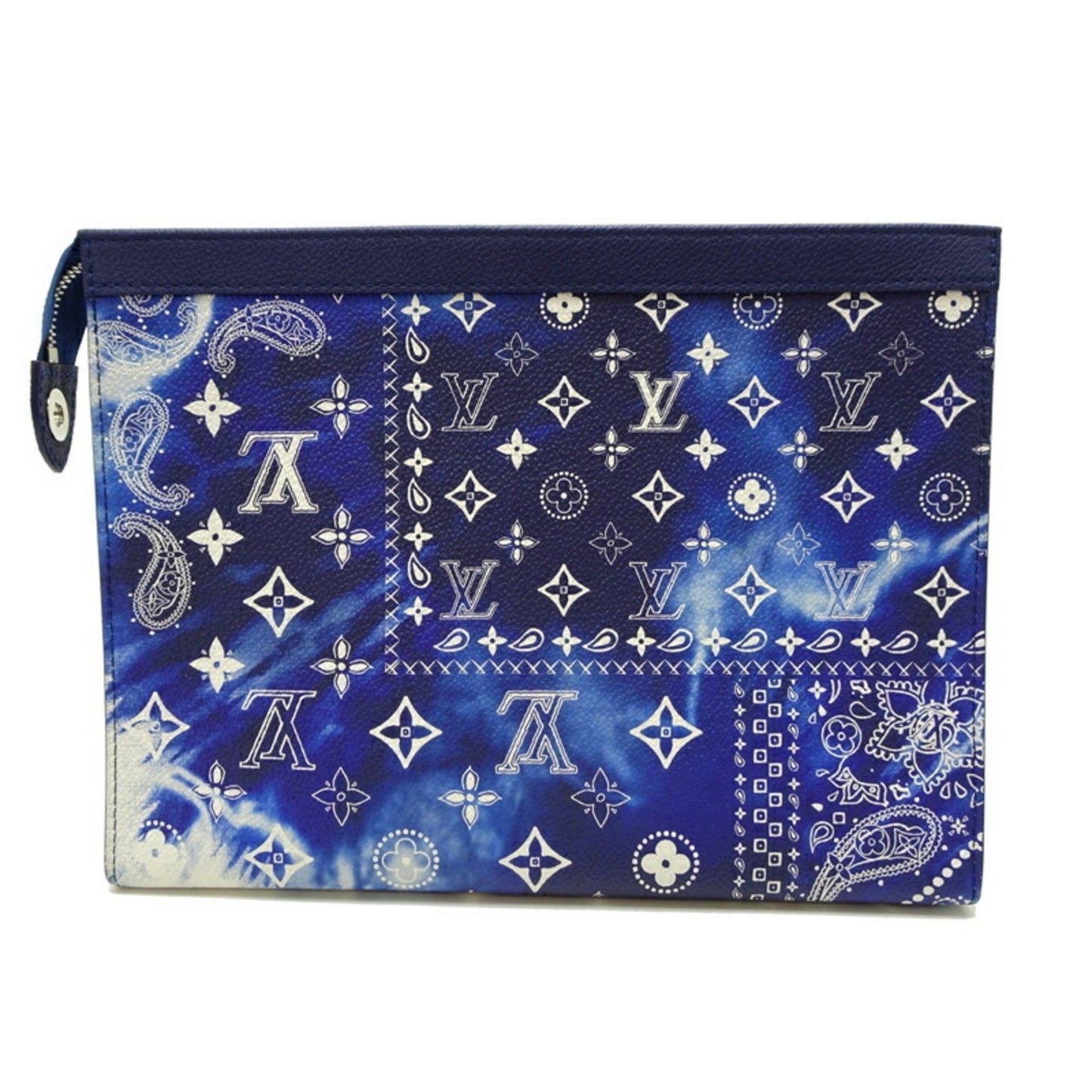 Louis Vuitton Pochette voyage, Blue, Leather, clutch