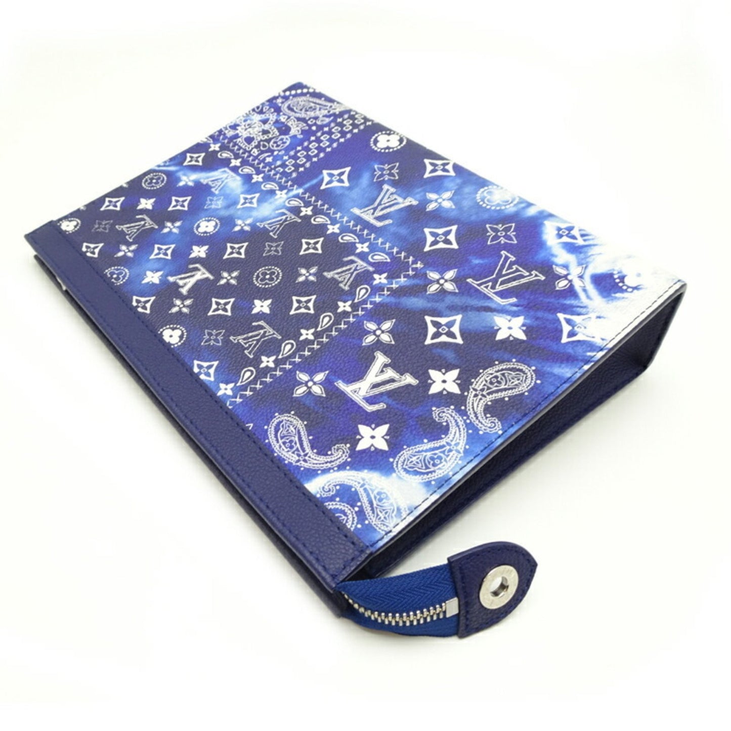 Louis Vuitton Pochette voyage, Blue, Leather, clutch