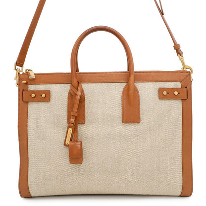 Saint Laurent Sac de jour, "BEIGE, BROWN", "CANVAS, LEATHER", tote