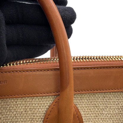 Saint Laurent Sac de jour, "BEIGE, BROWN", "CANVAS, LEATHER", tote